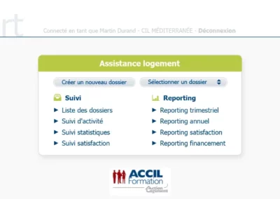 CilReport - Extranet métier Action Logement Services - menu